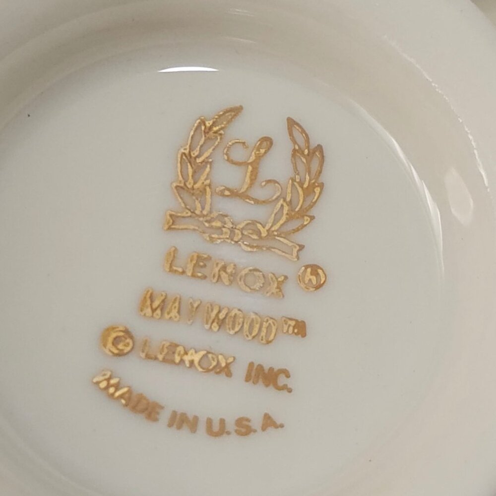 4 Lenox Maywood Footed Cup & Saucer Set 3" Platinum Trim elegant romance glam - Picture 6 of 7